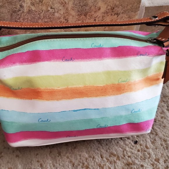 🧡 COACH HAMPTON WATERCOLOR STRIPED w/ CREED … ABSOLUTELY ADORABLE 🧡 - Picture 2 of 8
